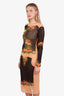 Jean Paul Gautier Black/Beige Printed Fleurs Petit Grand Dress Size S