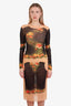 Jean Paul Gautier Black/Beige Printed Fleurs Petit Grand Dress Size S