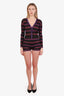 Valentino Purple/Black Lurex Jacquard Striped Romper Size XS