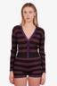 Valentino Purple/Black Lurex Jacquard Striped Romper Size XS