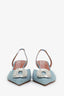 Amina Muaddi Blue Denim Embellished Slingback Heels Size 38