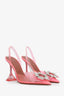 Amina Muaddi Pink PVC Embellished Slingback Heels Size 38