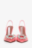 Amina Muaddi Pink PVC Embellished Slingback Heels Size 38