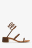 Rene Caovilla Brown Suede 'Cleo' Embellished Sandals Size 38