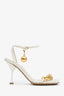 Bottega Veneta White Chain Ankle Strap Heels Size 37.5