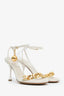Bottega Veneta White Chain Ankle Strap Heels Size 37.5