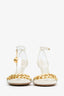Bottega Veneta White Chain Ankle Strap Heels Size 37.5