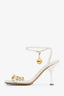 Bottega Veneta White Chain Ankle Strap Heels Size 37.5