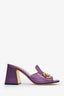 Gucci Purple Metallic Horsebit Accent Block Heel Sandal Size 38