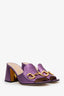Gucci Purple Metallic Horsebit Accent Block Heel Sandal Size 38