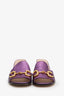 Gucci Purple Metallic Horsebit Accent Block Heel Sandal Size 38