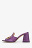 Gucci Purple Metallic Horsebit Accent Block Heel Sandal Size 38