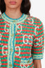 Gucci Orange/Blue/Green Striped GG Logo Short Sleeve Cardigan Size S