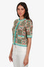 Gucci Orange/Blue/Green Striped GG Logo Short Sleeve Cardigan Size S