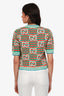 Gucci Orange/Blue/Green Striped GG Logo Short Sleeve Cardigan Size S