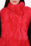 Yves Salomon Pink Fur Long Lamb Vest Size 36