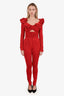 Magda Butrym Red Rosette Top/Pants Set Size 34