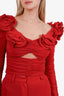 Magda Butrym Red Rosette Top/Pants Set Size 34