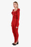 Magda Butrym Red Rosette Top/Pants Set Size 34