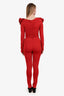 Magda Butrym Red Rosette Top/Pants Set Size 34
