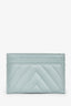 Pre-Loved Chanel™ 2019/20 Light Blue Caviar Leather CC Card Holder