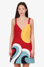 Red Valentino Red/Wave Pattern Cotton Tank Dress Size 44