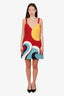 Red Valentino Red/Wave Pattern Cotton Tank Dress Size 44