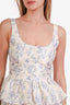 LoveShackFancy Blue/Ivory Floral Silk Mini Dress Size 0