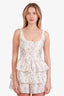 LoveShackFancy Blue/Ivory Floral Silk Mini Dress Size 0
