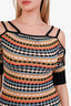 M Missoni Blue/Pink/Black Multi-color Bodycon Open Shoulder Dress Size 38