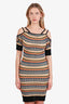 M Missoni Blue/Pink/Black Multi-color Bodycon Open Shoulder Dress Size 38