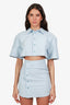 Jacquemus Blue Linen 'Le Splash' Cut Out Button-Up Mini Dress Size 34