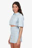 Jacquemus Blue Linen 'Le Splash' Cut Out Button-Up Mini Dress Size 34