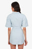 Jacquemus Blue Linen 'Le Splash' Cut Out Button-Up Mini Dress Size 34