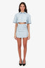 Jacquemus Blue Linen 'Le Splash' Cut Out Button-Up Mini Dress Size 34