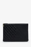 Pre-Loved Chanel™ 2016 Black Quilted Lambskin Large O-Case Zip Pouch