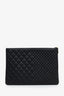 Pre-Loved Chanel™ 2016 Black Quilted Lambskin Large O-Case Zip Pouch