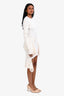 Givenchy White Wool/Silk Ribbed Top + Asymmetrical Skirt Set Size S