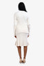 Givenchy White Wool/Silk Ribbed Top + Asymmetrical Skirt Set Size S
