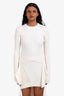 Givenchy White Wool/Silk Ribbed Top + Asymmetrical Skirt Set Size S