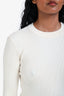 Givenchy White Wool/Silk Ribbed Top + Asymmetrical Skirt Set Size S