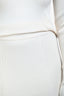 Givenchy White Wool/Silk Ribbed Top + Asymmetrical Skirt Set Size S