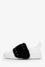 Valentino White Rockstud Sneakers w/ Black Fur Size 40