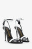 Tom Ford Black/White Leather Heeled Sandals With Buckle Size 36