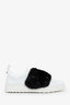 Valentino White Rockstud Sneakers With Black Fur Size 41