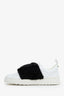 Valentino White Rockstud Sneakers With Black Fur Size 41