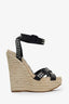 DSquared Black Studded Espadrilled Wedge Shoes Size 38