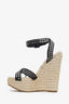 DSquared Black Studded Espadrilled Wedge Shoes Size 38