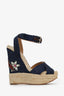 DSquared2 Blue Denim Embellished Wedges Size 37