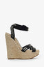 DSquared Black Studded Espadrilles Wedge Shoes Size 37